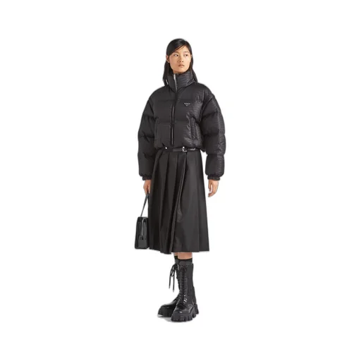 Re-Nylon cropped hooded down jacket