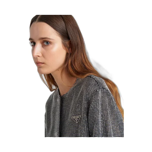 Single-breasted rhinestone encrusted mesh jacket