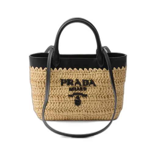 Mini crochet and leather tote bag