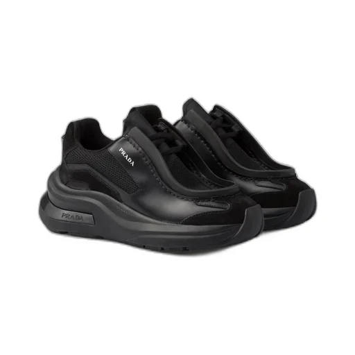 Brushed leather, bike fabric, and suede sneakers
