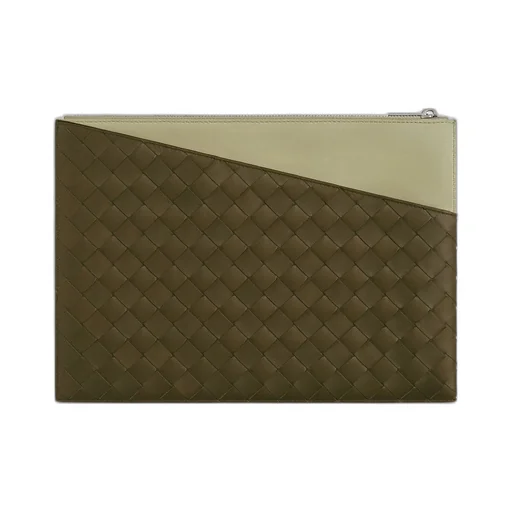 Intrecciato Oblique Zipped Pouch