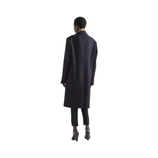 Single-breasted cachemire and wool coat with collar