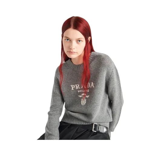 Cashmere and wool Prada logo crew-neck sweater