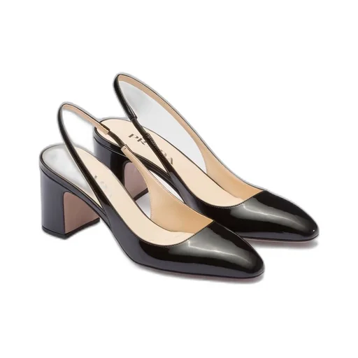 Patent-leather slingback pumps