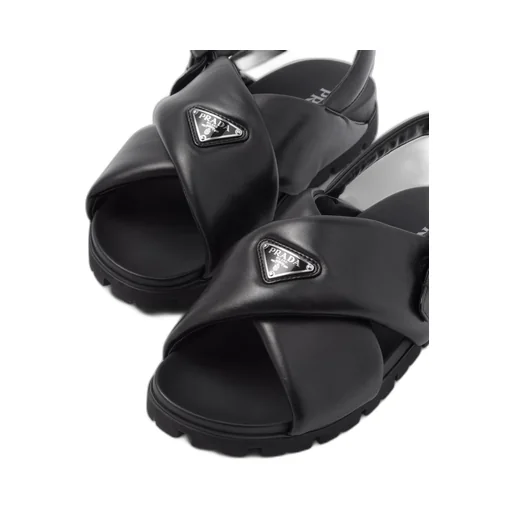 Padded nappa leather crisscross sandals