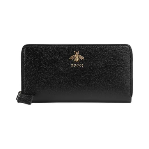 Animalier leather zip around wallet
