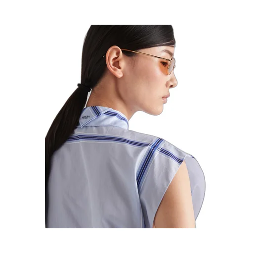 Checked cropped cotton shirt