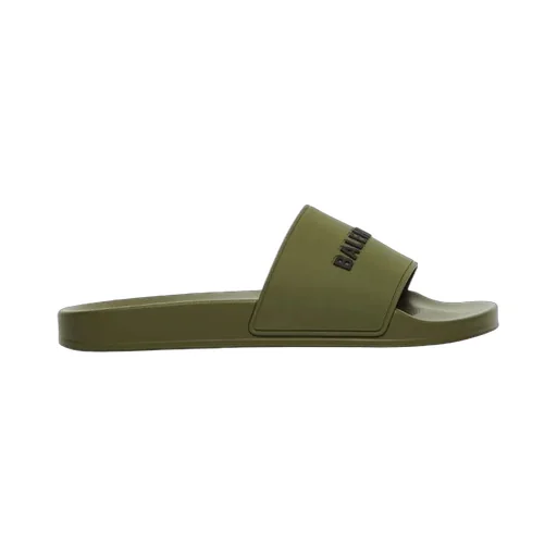 Pool Slides Khaki 3D Logo