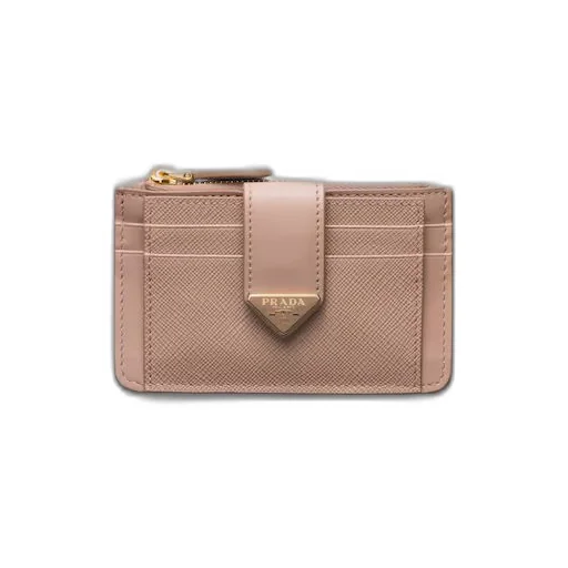 Saffiano and smooth leather card holder