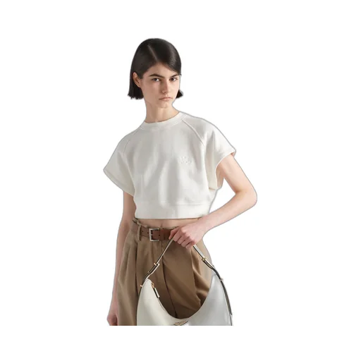 Short-sleeved cotton fleece sweatshirt