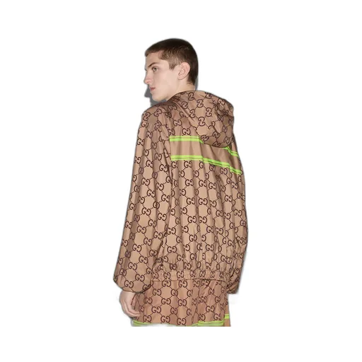 Light nylon GG print hooded jacket