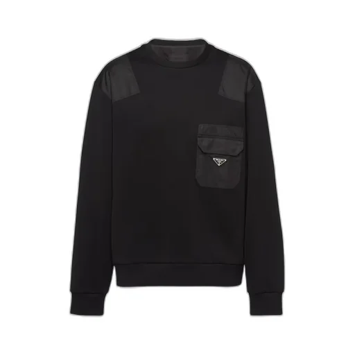 Cotton sweatshirt with Re-Nylon details