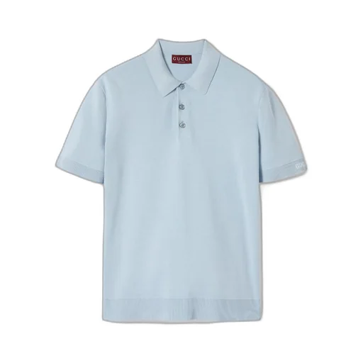 Silk cotton knit polo shirt