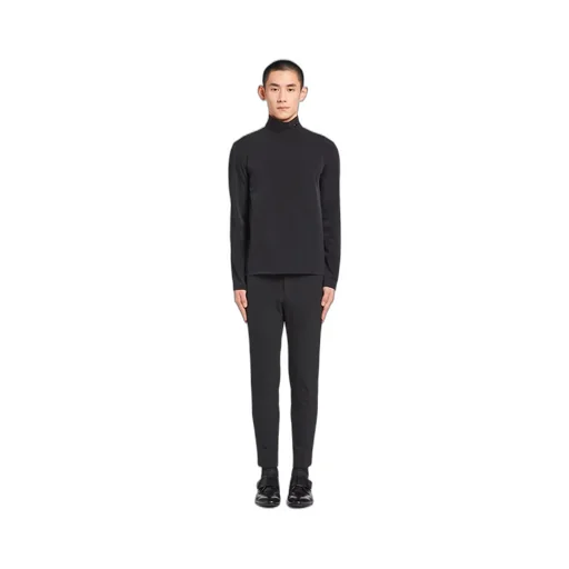 Technical jersey mock turtleneck