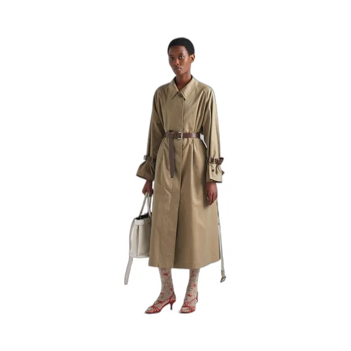 Single-breasted cotton twill trench coat