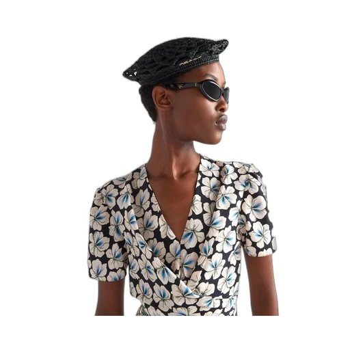 Printed pongé top