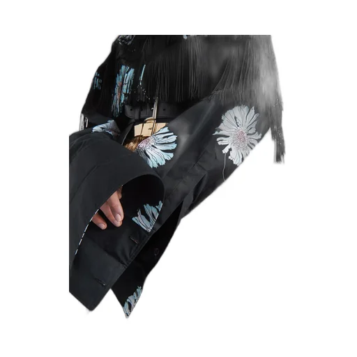 Printed poplin shirt with fringe
