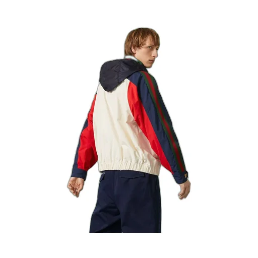 Cotton nylon jacket with patch