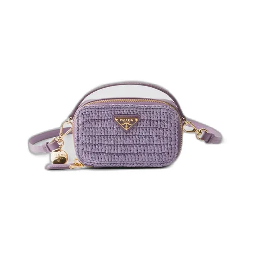 Crochet and leather mini-pouch