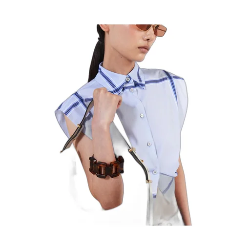 Checked cropped cotton shirt