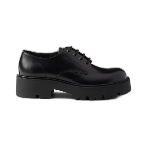 Brushed leather derby shoes