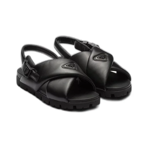 Padded nappa leather crisscross sandals