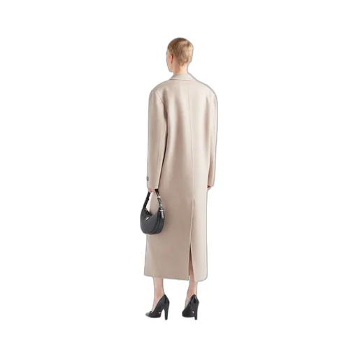 Double-breasted velour cashmere coat