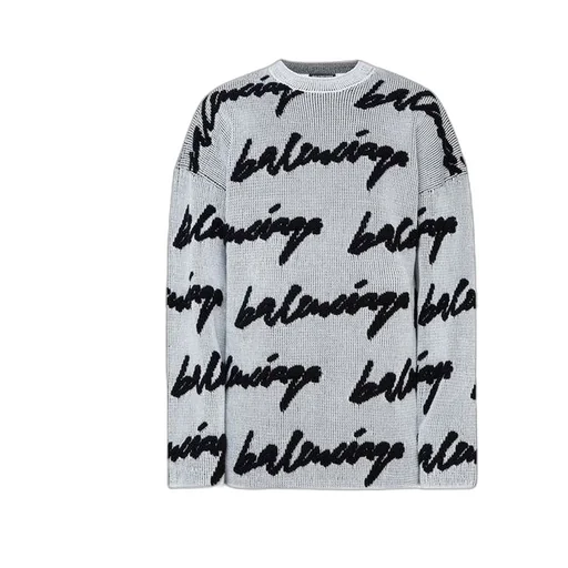 3D Scribble Crewneck Cotton Knit