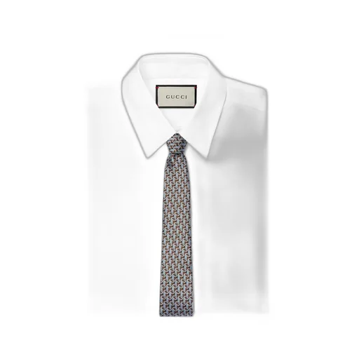 Geometric G silk jacquard tie