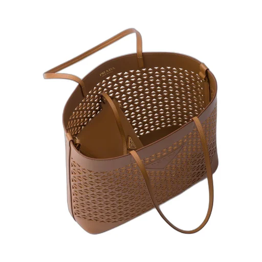 Large perforated leather tote bag