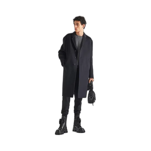 Single-breasted wool blend coat