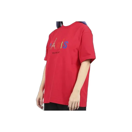 Paris Love Regular T-Shirt Printing Short Sleeve Red