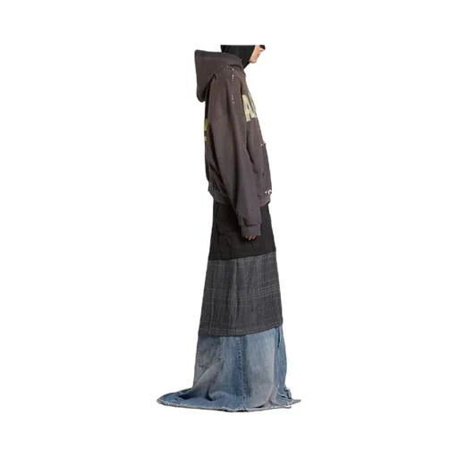 Tape Type Ripped Pocket Hoodie Large Fit