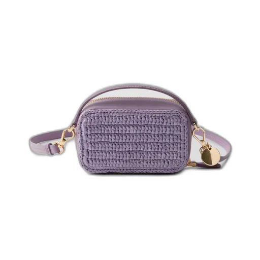 Crochet and leather mini-pouch