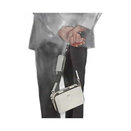 Prada Brique brushed leather bag with triangle motif