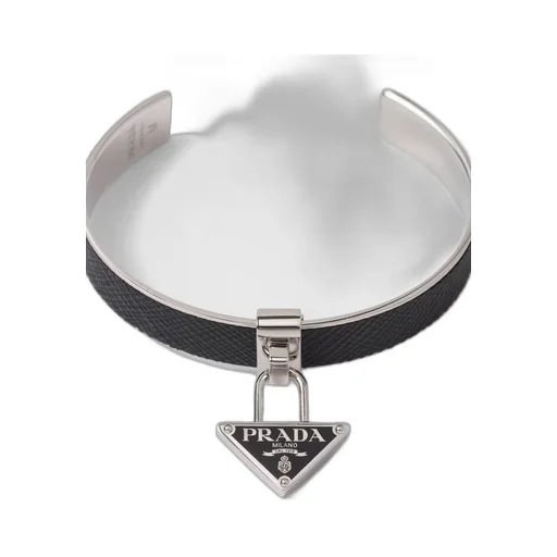 Metal and Saffiano leather bracelet