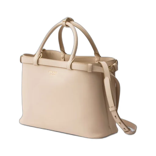 Prada Buckle medium leather handbag with double belt