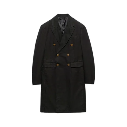 Double-breasted technical cotton coat