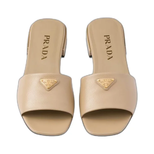 Saffiano patent leather slides