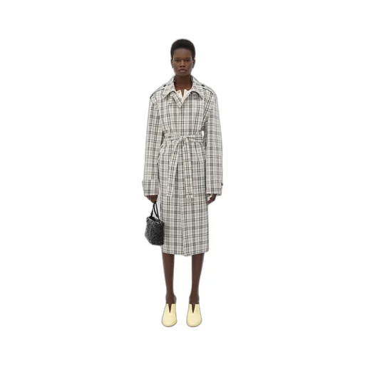 Checked Cotton Trench Coat
