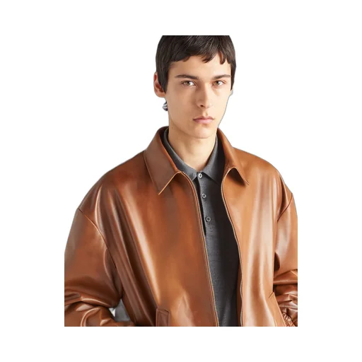 Oversized nappa leather bomber jacket