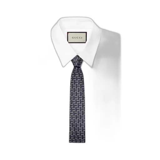 Horsebit silk jacquard tie