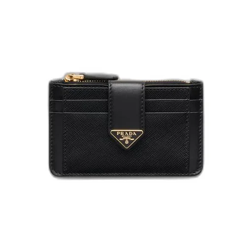 Saffiano and smooth leather card holder