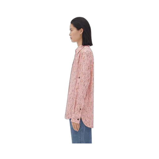 Textured Viscose Stripe Shirt With "BV" Embroidery