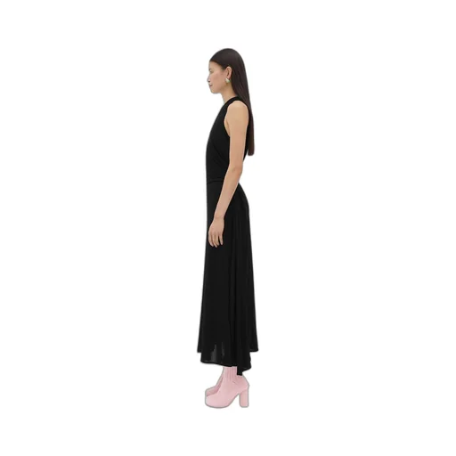 Viscose Jersey Long Dress With Knot Ring
