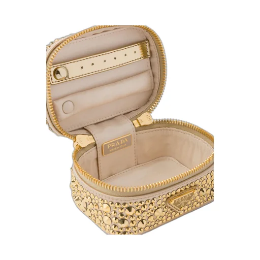 Satin jewelry beauty case with crystals