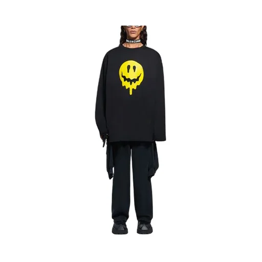 Unisex Printing Round-neck Swea Black