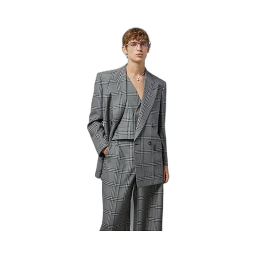 Horsebit check wool jacket