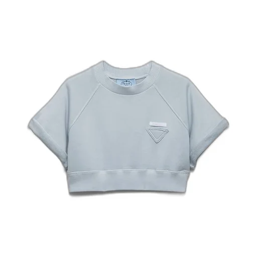 Cropped cotton fleece top