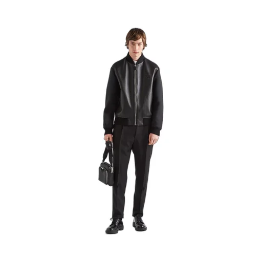 Wool and leather blouson